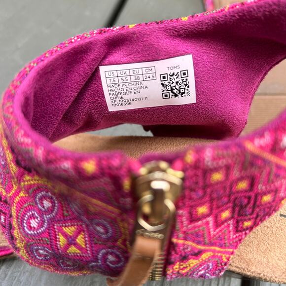 Toms Sandals Womens Majorca Pink Zip Up Cutouts Open Toe Block Heel Dress Sz 7.5 - Picture 9 of 9